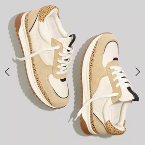 Madewell Kickoff Trainer Sneakers in Leather and Spot Dot Calf Hair